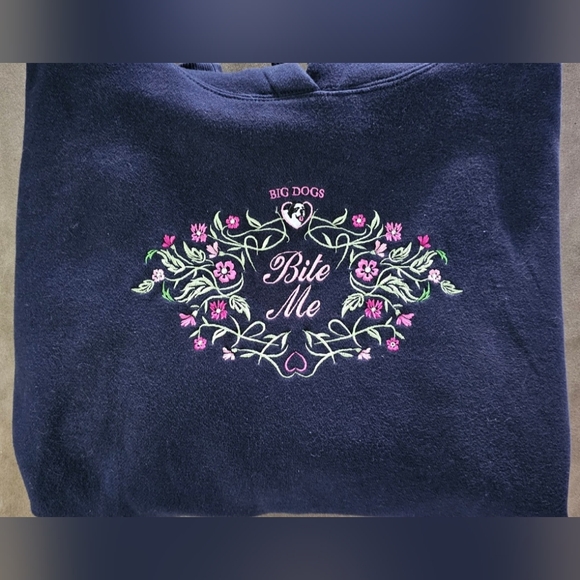 Vintage Big Dog Bite Me Embroidered Sweatshirt Hoodie Womens SZ X-Large - Picture 1 of 7